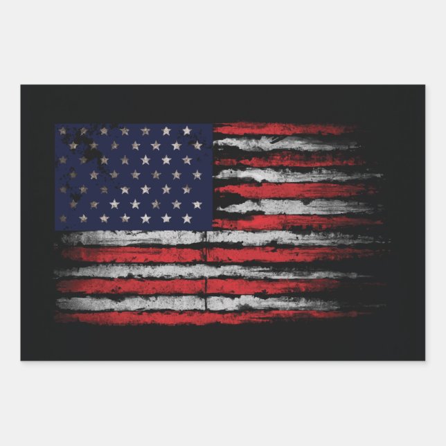 Grunge U.S.A flag Wrapping Paper Sheets (Front 3)