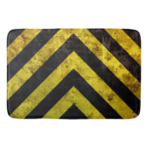 Grunge under construction stripes bathroom mat