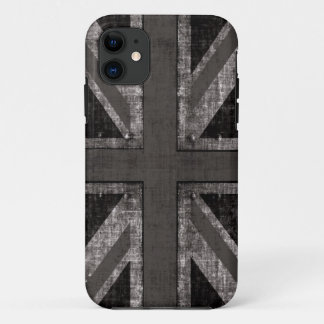 grunge union jack - black and white iPhone 11 case