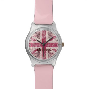 Grunge Union Jack British Flag Watch by justbecauseiloveyou at Zazzle