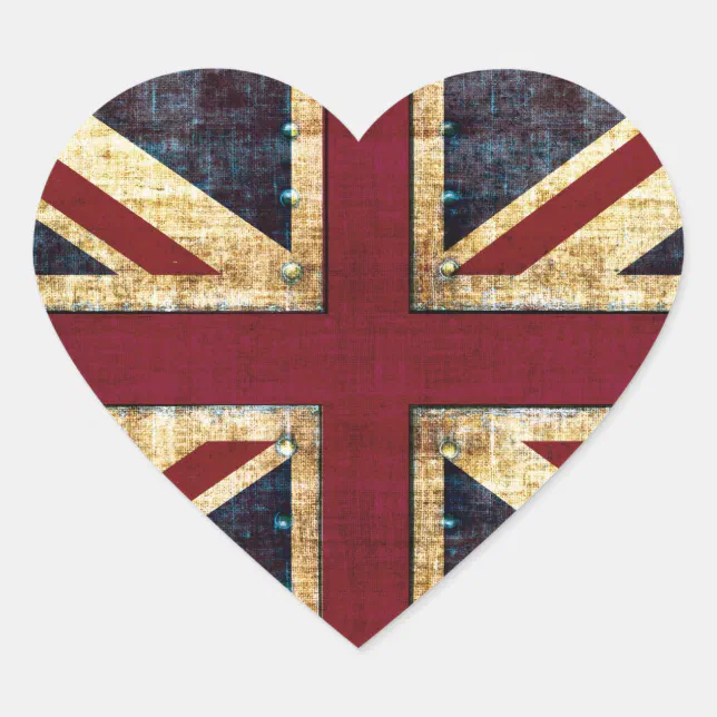Grunge Union Jack - classic - vintage look Heart Sticker | Zazzle