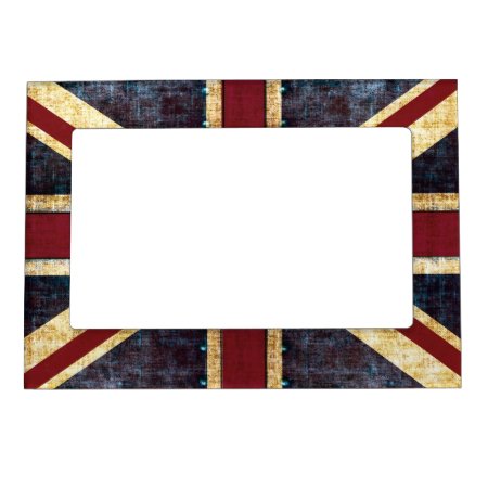 Grunge Union Jack - Classic - Vintage Look Magnetic Picture Frame