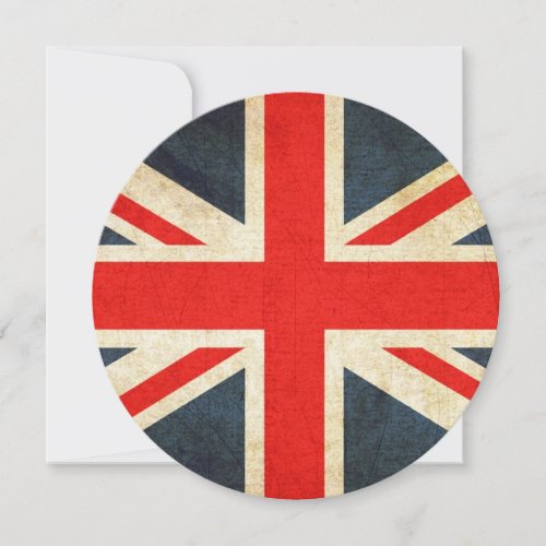 Grunge Union Jack Custom Invitations Round