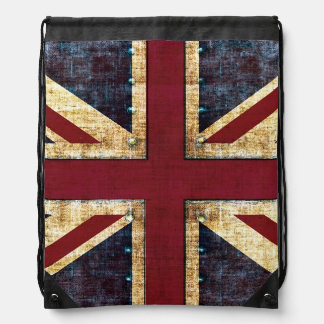 Grunge Union Jack Drawstring Bag (Front)
