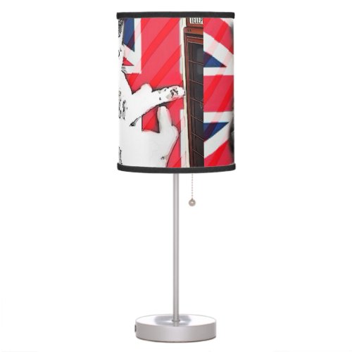 Grunge union jack flag telephone booth kitty cat table lamp
