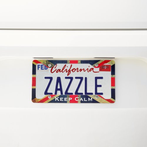 Grunge Union Jack KEEP CALM License Plate Frame