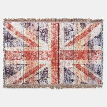 Grunge Union Jack On Rustic Wood Throw Blanket by hutsul at Zazzle