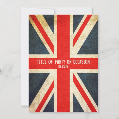 Grunge Union Jack Party Invitation  UK Invitation