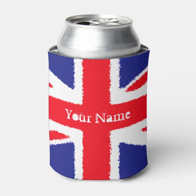 Grunge Union Jack Personalised Can Cooler (Can Front)