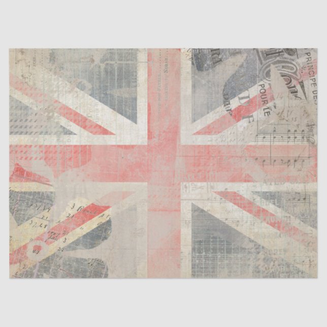 Grunge Union Jack Posh Gift Wrap Tissue Paper (Front)