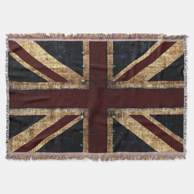 Grunge Union Jack Throw Blanket (Front)