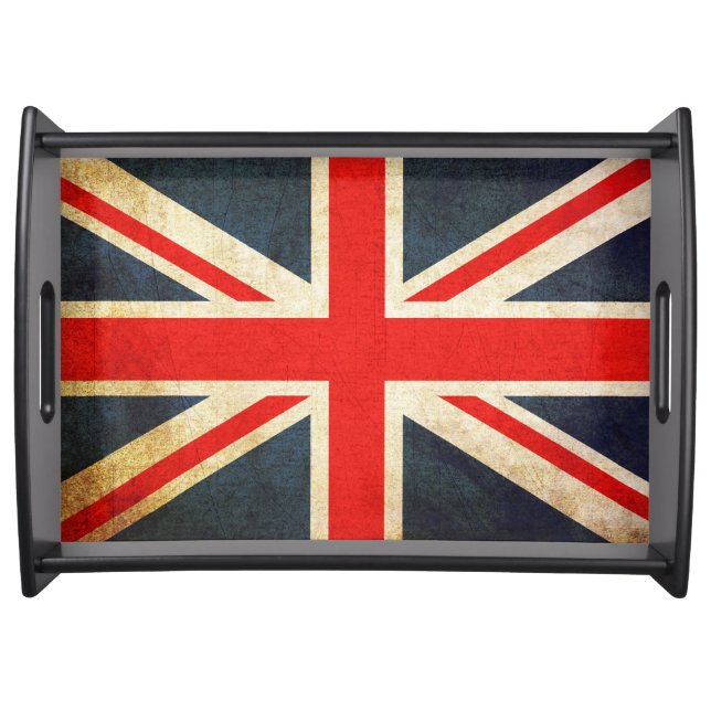 Grunge Union Jack UK Flag Premium Serving Tray (Front)