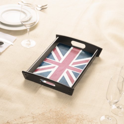 Grunge United kingdom british union jack flag Serving Tray