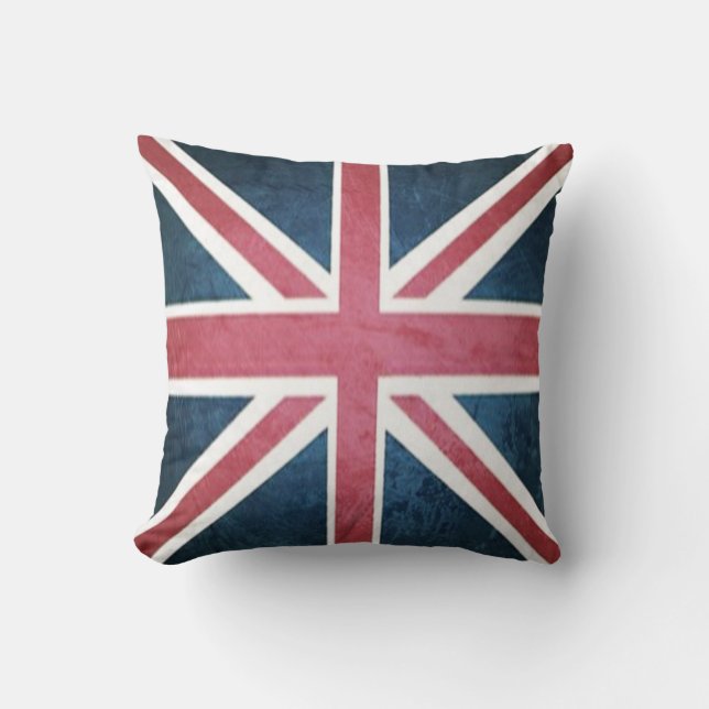 Grunge United kingdom british union jack flag Throw Pillow (Front)