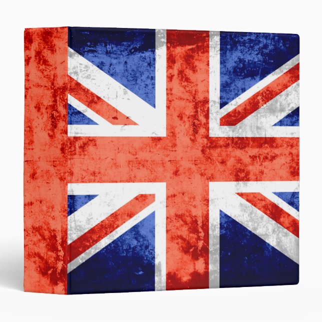 Grunge United Kingdom Flag 6 3 Ring Binder (Front/Spine)