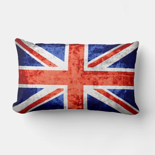 Grunge United Kingdom Flag 6 Lumbar Pillow (Front)