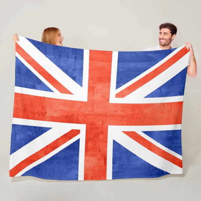 Grunge United Kingdom Flag Fleece Blanket (In Situ)