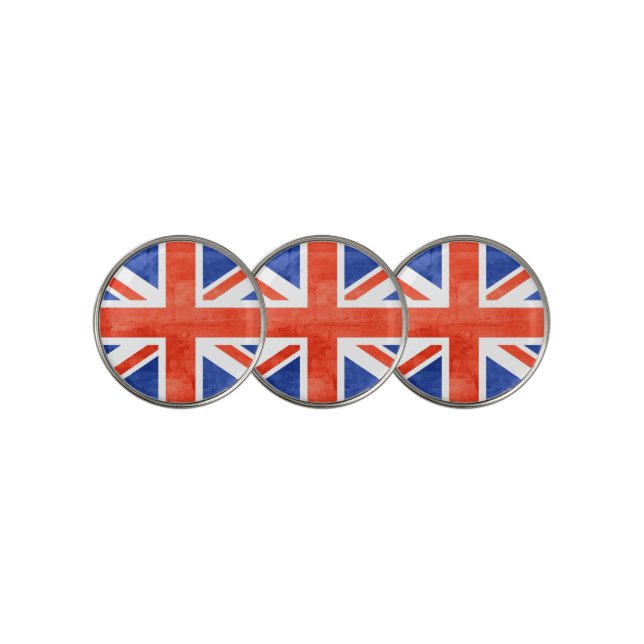 Grunge United Kingdom Flag Golf Ball Marker (3 Up)