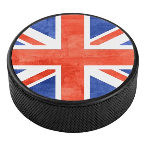 Grunge United Kingdom Flag Hockey Puck