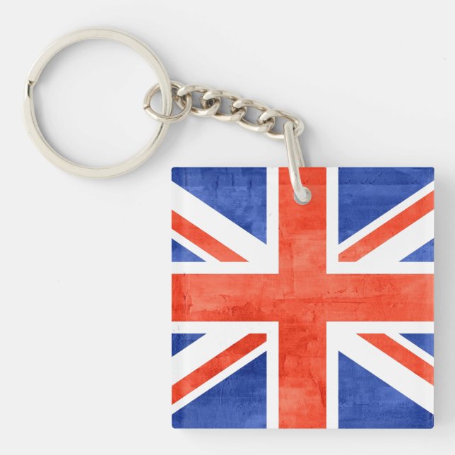 Grunge United Kingdom Flag Keychain (Front)