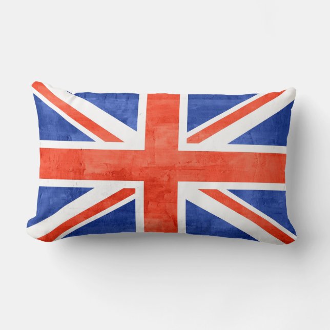 Grunge United Kingdom Flag Lumbar Pillow (Front)