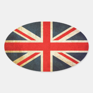 Grunge United Kingdom Flag Oval Sticker