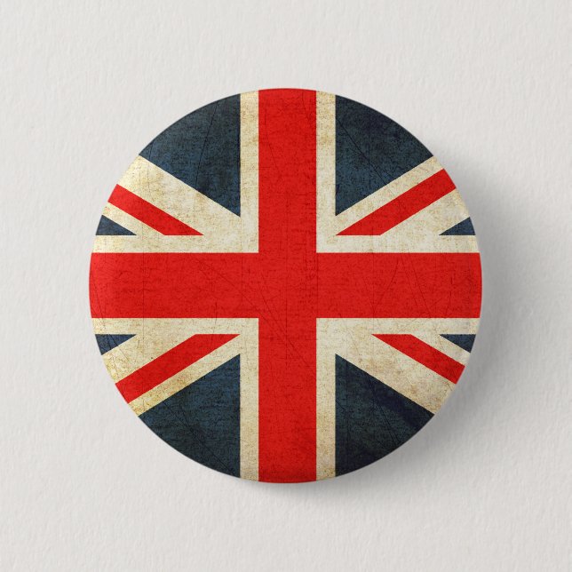 Grunge United Kingdom Flag Pinback Button (Front)