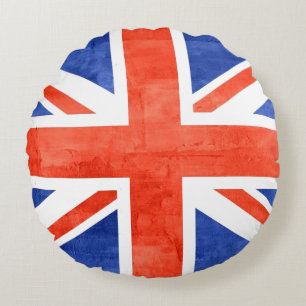 Grunge United Kingdom Flag Round Pillow