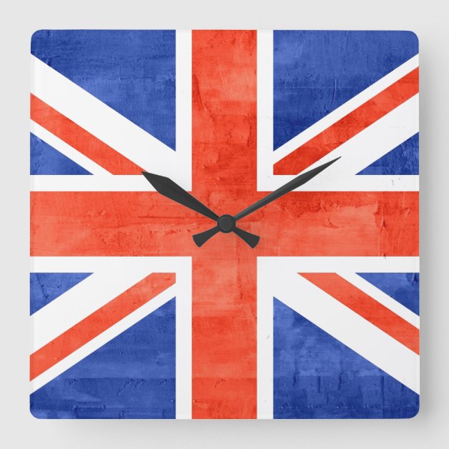 Grunge United Kingdom Flag Square Wall Clock (Front)