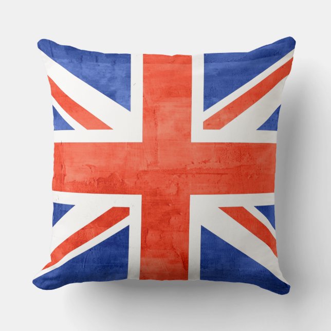 Grunge United Kingdom Flag Throw Pillow (Front)