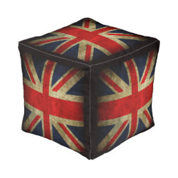 Grunge United Kingdom UK Union Jack Flag Pouf