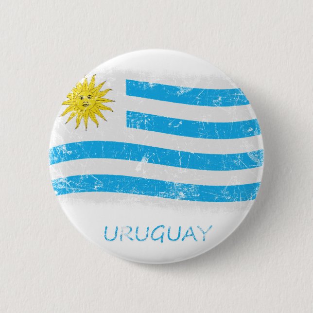 Grunge Uruguay Flag Pinback Button (Front)