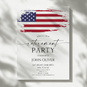 Grunge USA American Flag Military Retirement Party Invitation