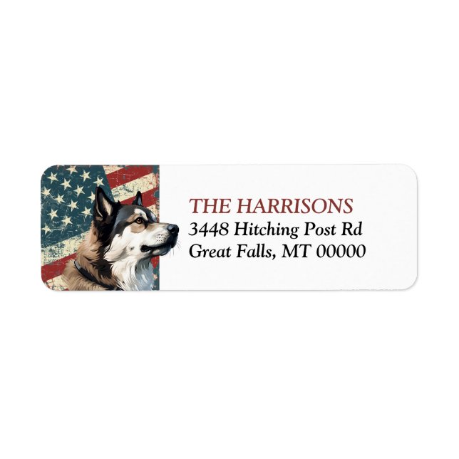 Grunge USA Flag Akita Dog Return Address Label (Front)