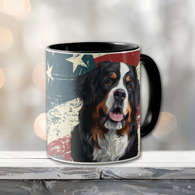 Grunge USA Flag Bernese Mountain Dog Mug (Creator Uploaded)