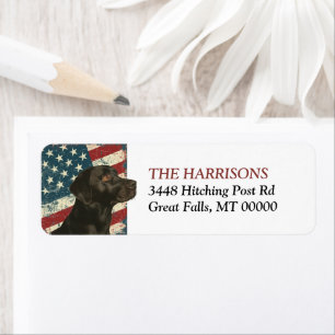 Grunge USA Flag Black Labrador Retriever Dog Label