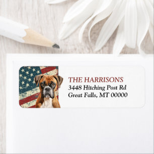 Grunge USA Flag Boxer Dog Return Address Label