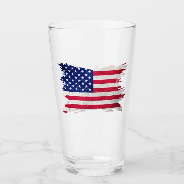 Grunge USA flag, Brush stroke, American flag, USA Glass (Front)