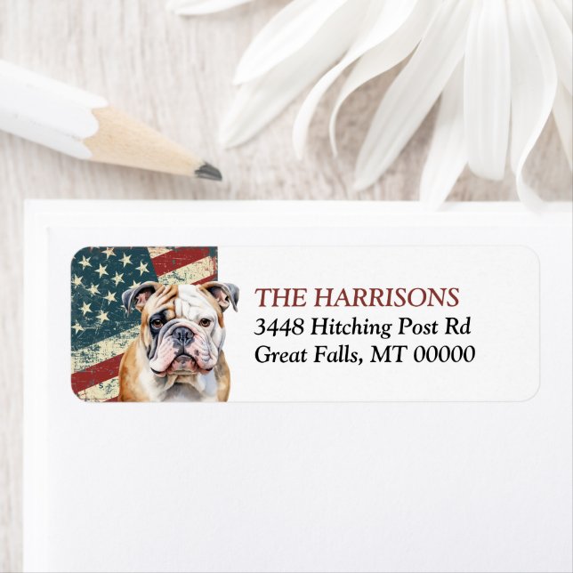 Grunge USA Flag Bulldog Label (Insitu)