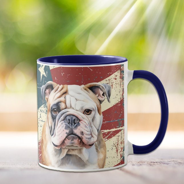 Grunge USA Flag Bulldog Mug (Creator Uploaded)
