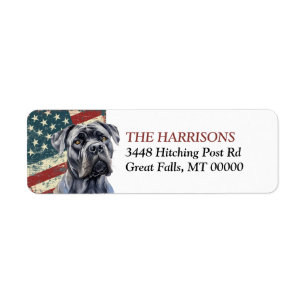 Grunge USA Flag Cane Corso Dog Return Address Label