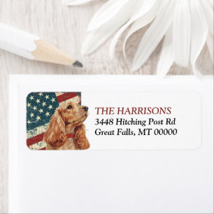 Grunge USA Flag Cocker Spaniel Dog Label