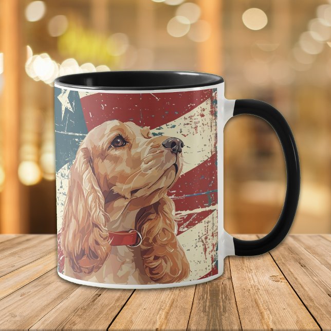 Grunge USA Flag Cocker Spaniel Dog Mug (Creator Uploaded)
