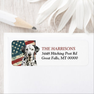 Grunge USA Flag Dalmatian Dog Label