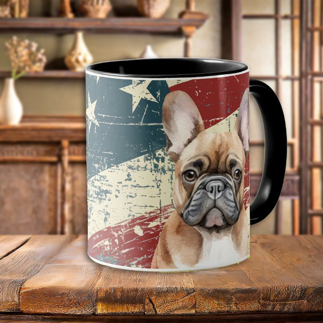 Grunge USA Flag French Bulldog Mug (Creator Uploaded)