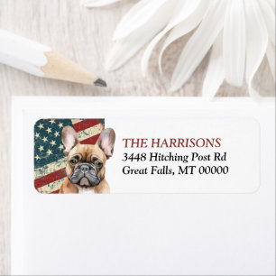 Grunge USA Flag French Bulldog Return Address Label