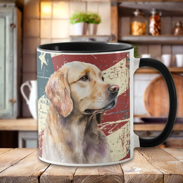 Grunge USA Flag Golden Retriever Dog Mug (Creator Uploaded)