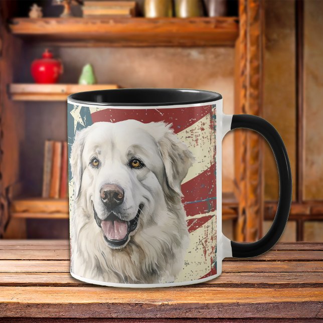 Grunge USA Flag Great Pyrenees Dog Mug (Creator Uploaded)