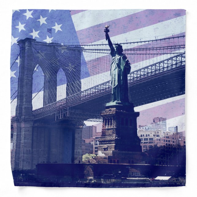Grunge USA flag -Liberty Statue Bandana (Front)