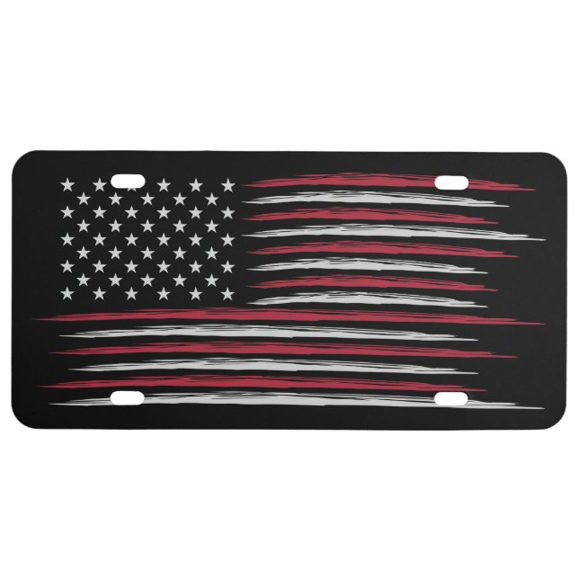 Grunge USA flag License Plate (Front)